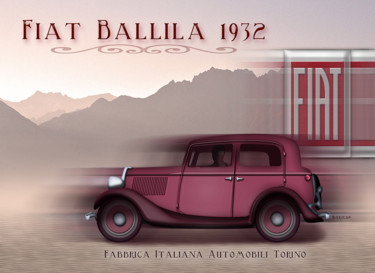 Artes digitais intitulada "Fiat Ballila" por Karolus, Obras de arte originais, Pintura digital