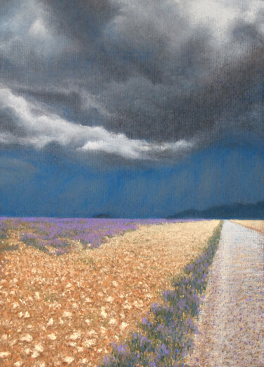 Painting titled "L'orage vient sur l…" by Karolus, Original Artwork, Pastel