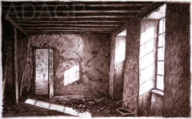 Desenho intitulada "La vieille demeure" por Karolus, Obras de arte originais, Pigmentos