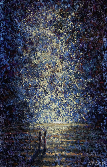 Peinture intitulée "Poussière d'étoiles" par Karolus, Œuvre d'art originale, Pastel