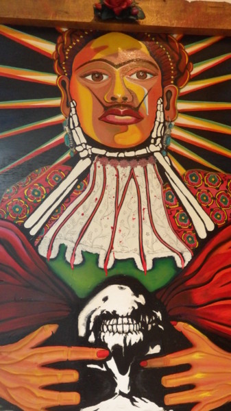 Malerei mit dem Titel "La Grande Frida" von Karotte, Original-Kunstwerk, Acryl