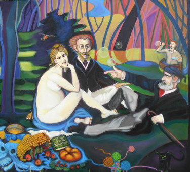 Painting titled "Le déjeuner sur l'h…" by Karotte, Original Artwork, Acrylic