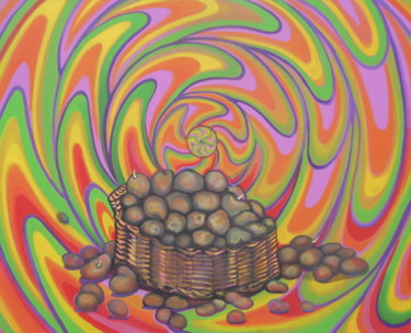 Painting titled "100 patates" by Karotte, Original Artwork, Acrylic