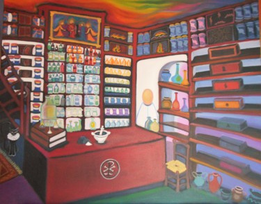 Painting titled "La Pharmacie XVI em…" by Karotte, Original Artwork, Acrylic