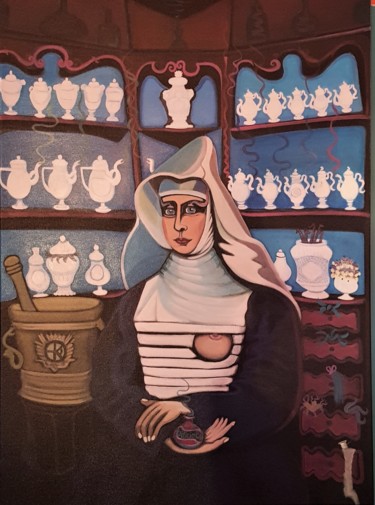 Painting titled "La Pharmacie d'Hild…" by Karotte, Original Artwork, Acrylic