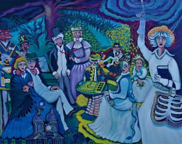 Картина под названием "La réunion de Famil…" - Karotte, Подлинное произведение искусства, Акрил Установлен на Деревянная рам…