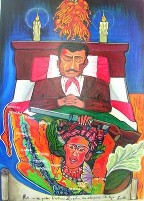 Painting titled "Frida Zapata Born" by Karotte, Original Artwork, Acrylic