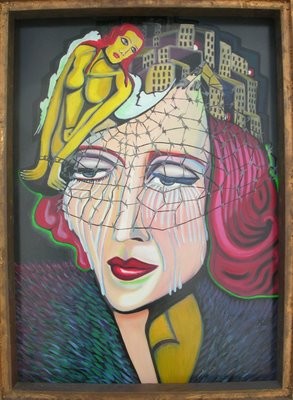 Malerei mit dem Titel "Tamara de Lempicka" von Karotte, Original-Kunstwerk, Acryl