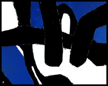 Painting titled "abstrait bleu et no…" by Karpeg, Original Artwork, Acrylic