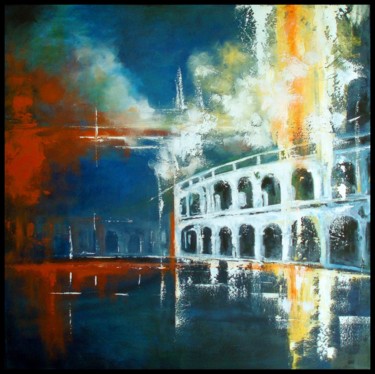 Pittura intitolato "ARENES de NIMES" da Karpeg, Opera d'arte originale, Olio Montato su Telaio per barella in legno