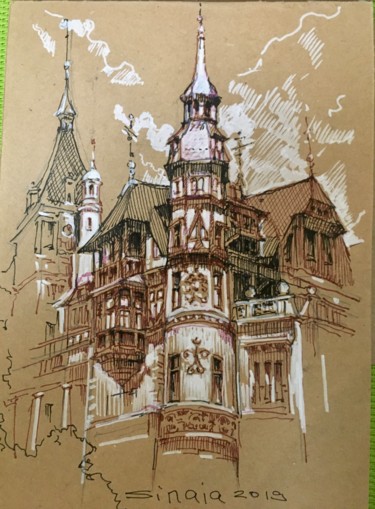 Zeichnungen mit dem Titel "Трансильвания. Сина…" von Svitlana Karpova, Original-Kunstwerk, Gel Stift
