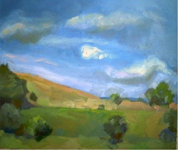 Painting titled "field" by Alexandra Karsim, Original Artwork