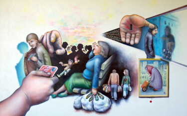 Pintura titulada "retail therapy" por Karsten Stier, Obra de arte original, Oleo Montado en Bastidor de camilla de madera