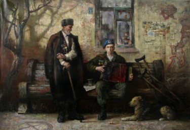 Painting titled "The veterans" by Andrei Kartashov, Original Artwork, Oil