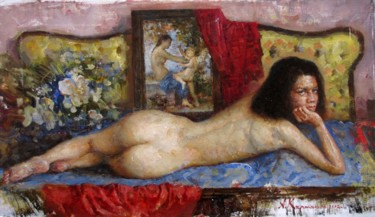 Картина под названием "Nude with a Venus a…" - Андрей Карташов, Подлинное произведение искусства, Масло