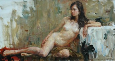 Painting titled "Mariann nude" by Andrei Kartashov, Original Artwork, Oil