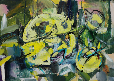Sunny apple / FREE SHIPPING Peinture intitulée "Sunny apple / FREE…" par Olya Kartavaya, Œuvre d'art originale, Huile Monté sur Châssis