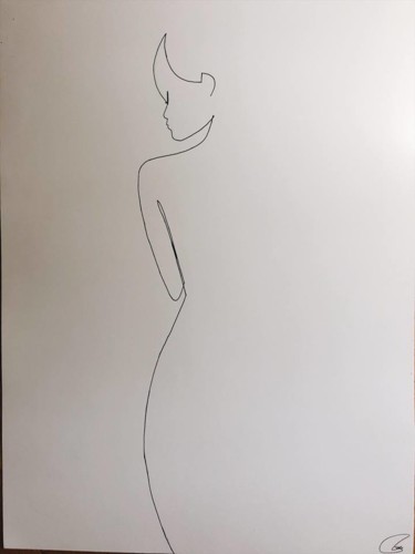Drawing titled "Woman" by Katerina Nowakowska, Original Artwork, Ink