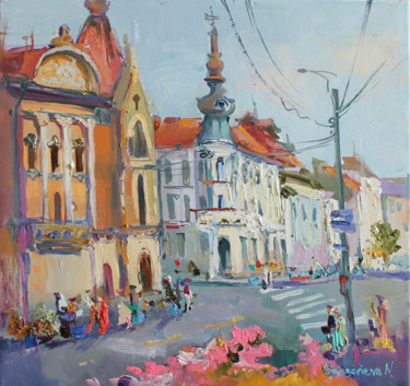 Painting titled "Morning in Kluzh-Na…" by Anastasiia Grygorieva, Original Artwork, Oil
