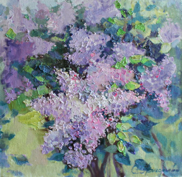 Painting titled "With aroma lilac" by Anastasiia Grygorieva, Original Artwork, Oil