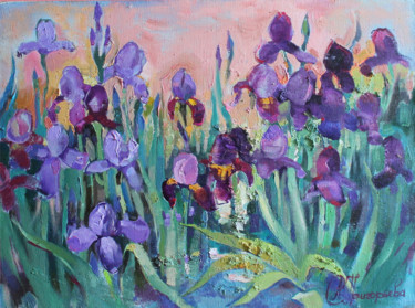Painting titled "Iris Spring" by Anastasiia Grygorieva, Original Artwork, Oil