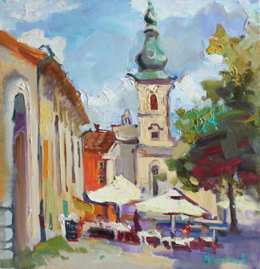 Painting titled "Rumyniya. Church" by Anastasiia Grygorieva, Original Artwork, Oil