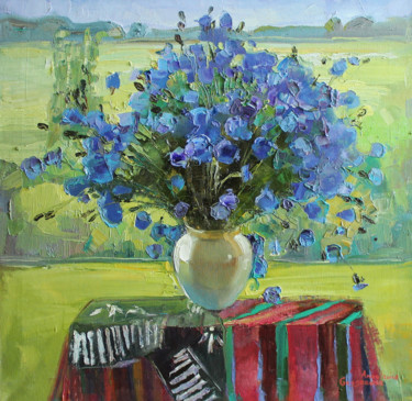 Malerei mit dem Titel "Blue wealth Latvia" von Anastasiia Grygorieva, Original-Kunstwerk, Öl