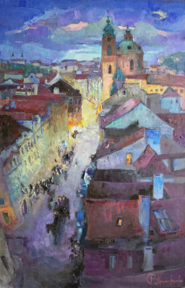 Painting titled "Walks around Prague" by Anastasiia Grygorieva, Original Artwork, Oil