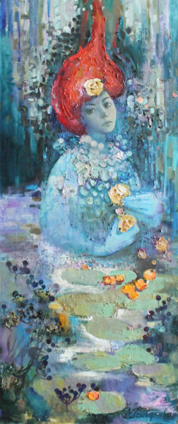 Painting titled "Night fairy Mavka" by Anastasiia Grygorieva, Original Artwork