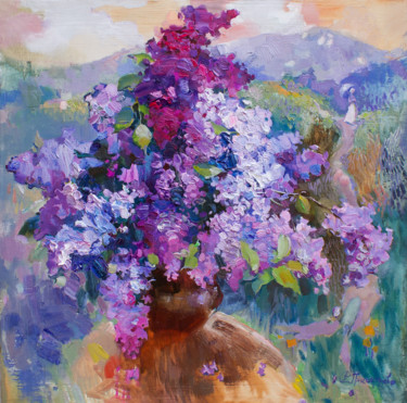 Pittura intitolato "Lilac. Expectationg" da Anastasiia Grygorieva, Opera d'arte originale, Olio