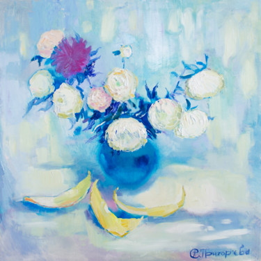 Painting titled "ASTERS. MELON NOON" by Anastasiia Grygorieva, Original Artwork, Oil