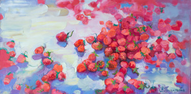 Картина под названием "Strawberry chaos" - Anastasiia Grygorieva, Подлинное произведение искусства, Масло