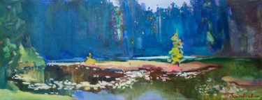 Картина под названием "Lake of love" - Anastasiia Grygorieva, Подлинное произведение искусства, Масло Установлен на Деревянн…