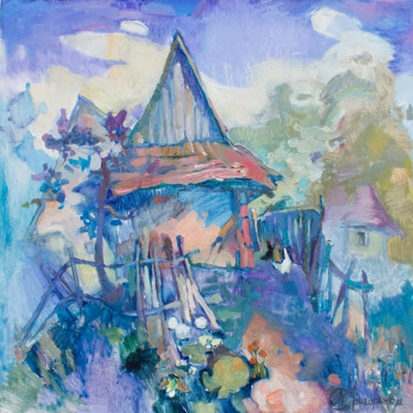 Pintura titulada "Vila de chicken" por Anastasiia Grygorieva, Obra de arte original, Oleo Montado en Bastidor de camilla de…