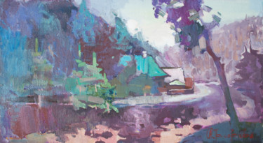 Malerei mit dem Titel "At the stream durin…" von Anastasiia Grygorieva, Original-Kunstwerk, Öl