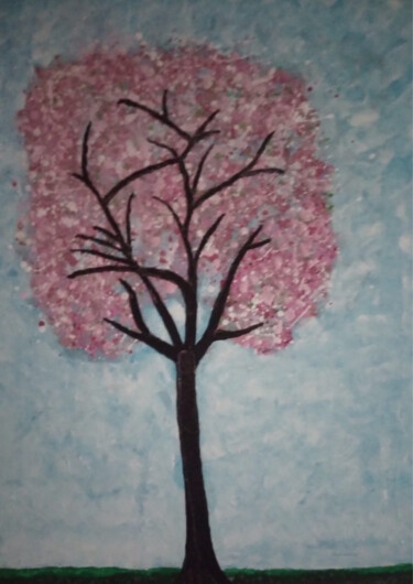 Digitale Kunst mit dem Titel "The pink tree" von Siham Kartobi, Original-Kunstwerk, Digitale Malerei