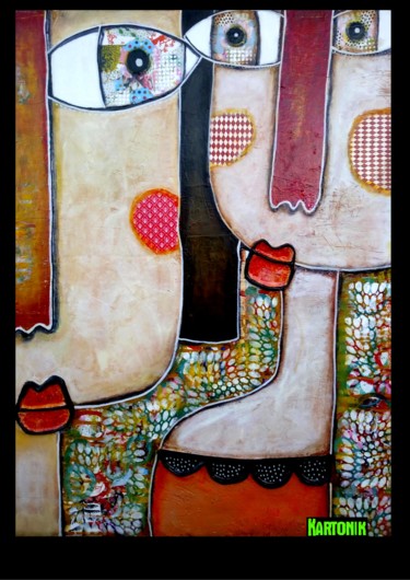 Pintura titulada "LES SOEURS" por Kartonik, Obra de arte original, Acrílico Montado en Bastidor de camilla de madera