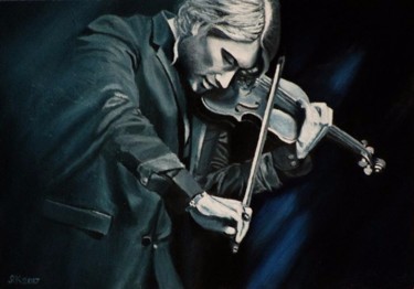 Painting titled "Violinist-virtuoso…" by Arutyun Karakhanov, Original Artwork, Oil