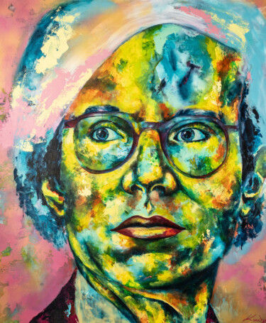 Painting titled "Andy Warhol" by Kascho, Original Artwork, Acrylic Mounted on Wood Stretcher frame