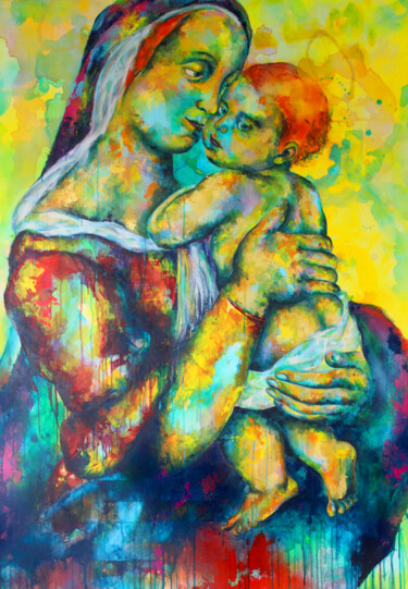 Malerei mit dem Titel "Tempi Madonna" von Kascho, Original-Kunstwerk, Acryl