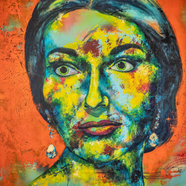 Malerei mit dem Titel "Maria Calls" von Kascho, Original-Kunstwerk, Acryl Auf Keilrahmen aus Holz montiert