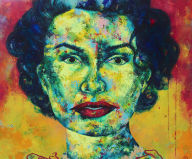 Painting titled "Sophia Loren" by Kascho, Original Artwork, Acrylic Mounted on Wood Stretcher frame