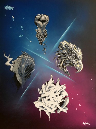 4 seasons style Painting titled "4 seasons style" by Kaser, Original Art, Acrylic Mounted on Stretcher frame