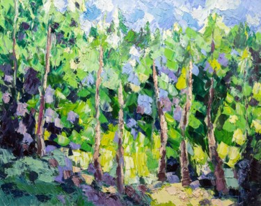 Painting titled "Pine forest" by Miroslava Bukhalo, Original Artwork, Oil
