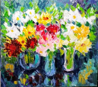 Painting titled "Blooming July" by Miroslava Bukhalo, Original Artwork, Oil