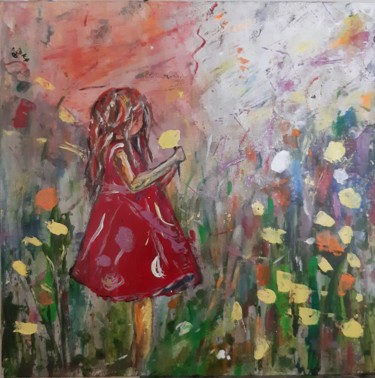 Painting titled "Marsh marigold" by Katarzyna Kwapisz, Original Artwork, Acrylic