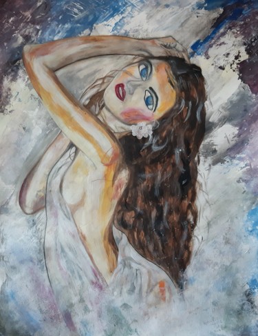 Painting titled "Syrenka" by Katarzyna Kwapisz, Original Artwork, Acrylic