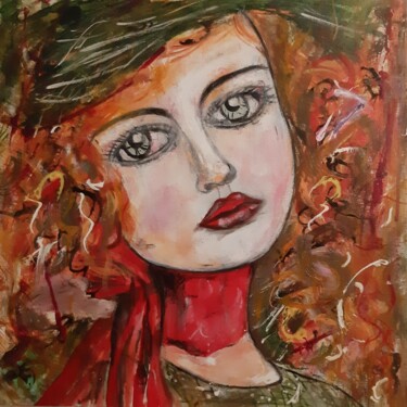 Painting titled "Herbstmädchen" by Katarzyna Kwapisz, Original Artwork, Acrylic