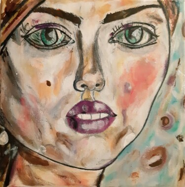 Peinture intitulée "Griet with a Pearl…" par Katarzyna Kwapisz, Œuvre d'art originale, Acrylique
