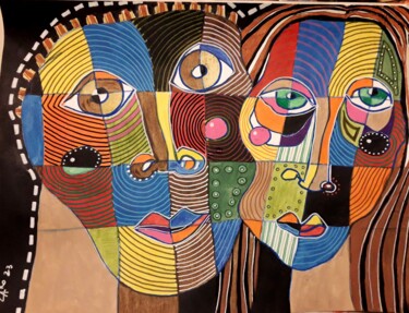 Peinture intitulée "" LES UNS, FIDELES"" par Kasia Zaro, Œuvre d'art originale, Acrylique